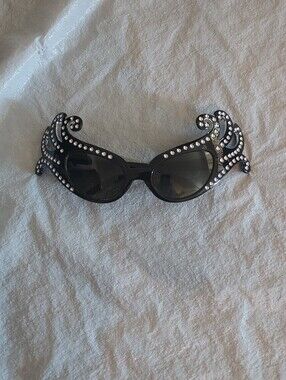 Women's Embellished Black Rhinestone Sunglasses